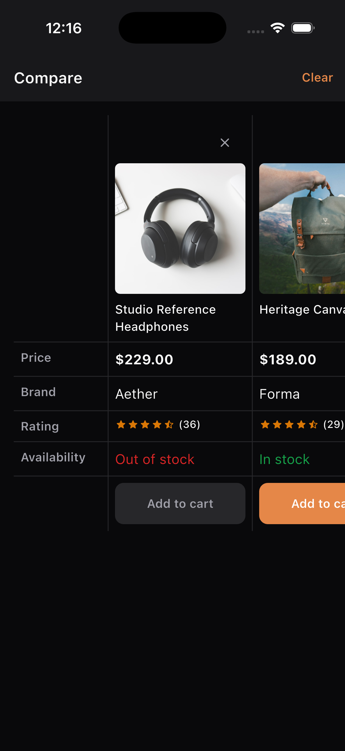 Product comparison